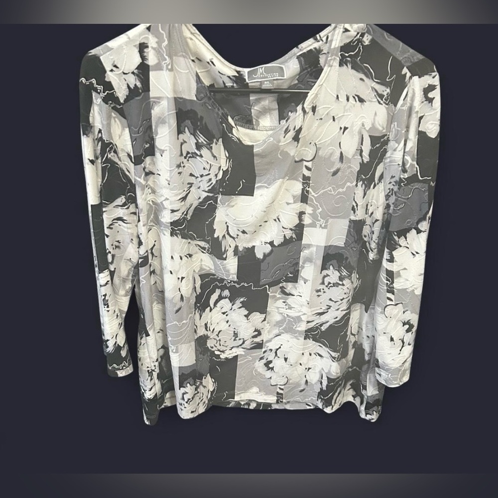 JM Collection Floral-Print Long Sleeve Top